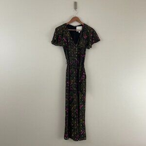 Anthropologie Ett Twa Brenda Floral Botanic Belt Tie Jumpsuit Size 0